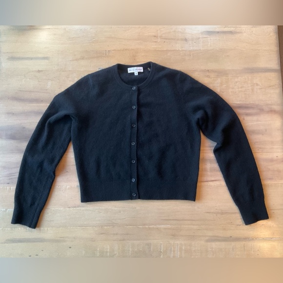 White + Warren Black Cardigan 100% Cashmere Sweater - Picture 3 of 13
